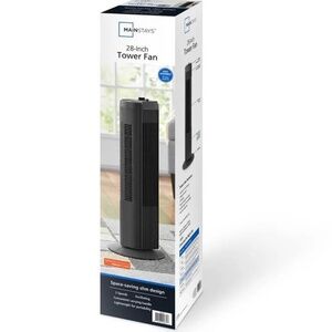 BRAND NEW sealed mainstays 3 speed 28inch black tower fan